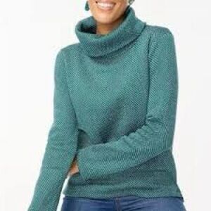 J. Crew Blue and Green Cowl Neck Sweater with Relaxed Fit